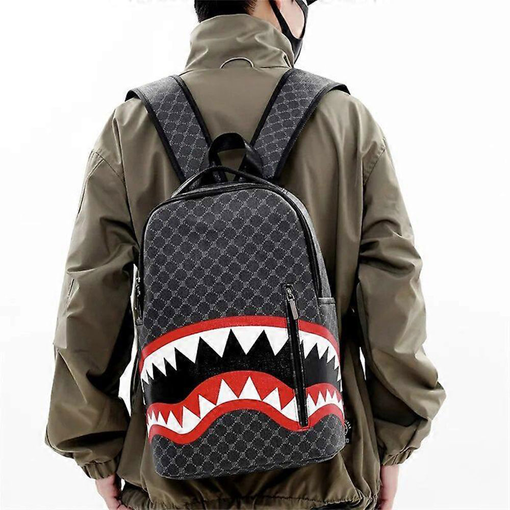 Shark Checkered Leather Backpack
