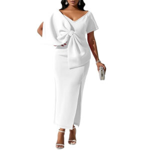 Elegant V-Neck Rose Midi Dress