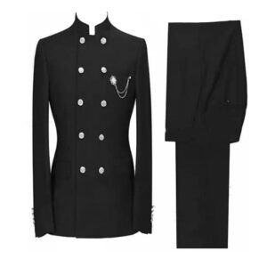 Men's Stand Collar Double Breasted Button Tuxedo